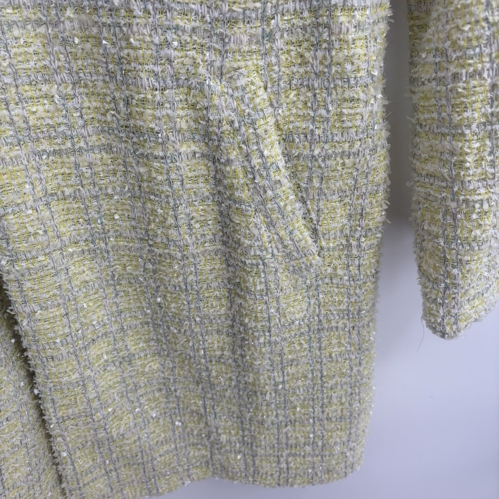 Melloday Plaid Knit Coat‎ Sweater Blazer Womans 1X Bright Yellow - Picture 6 of 8